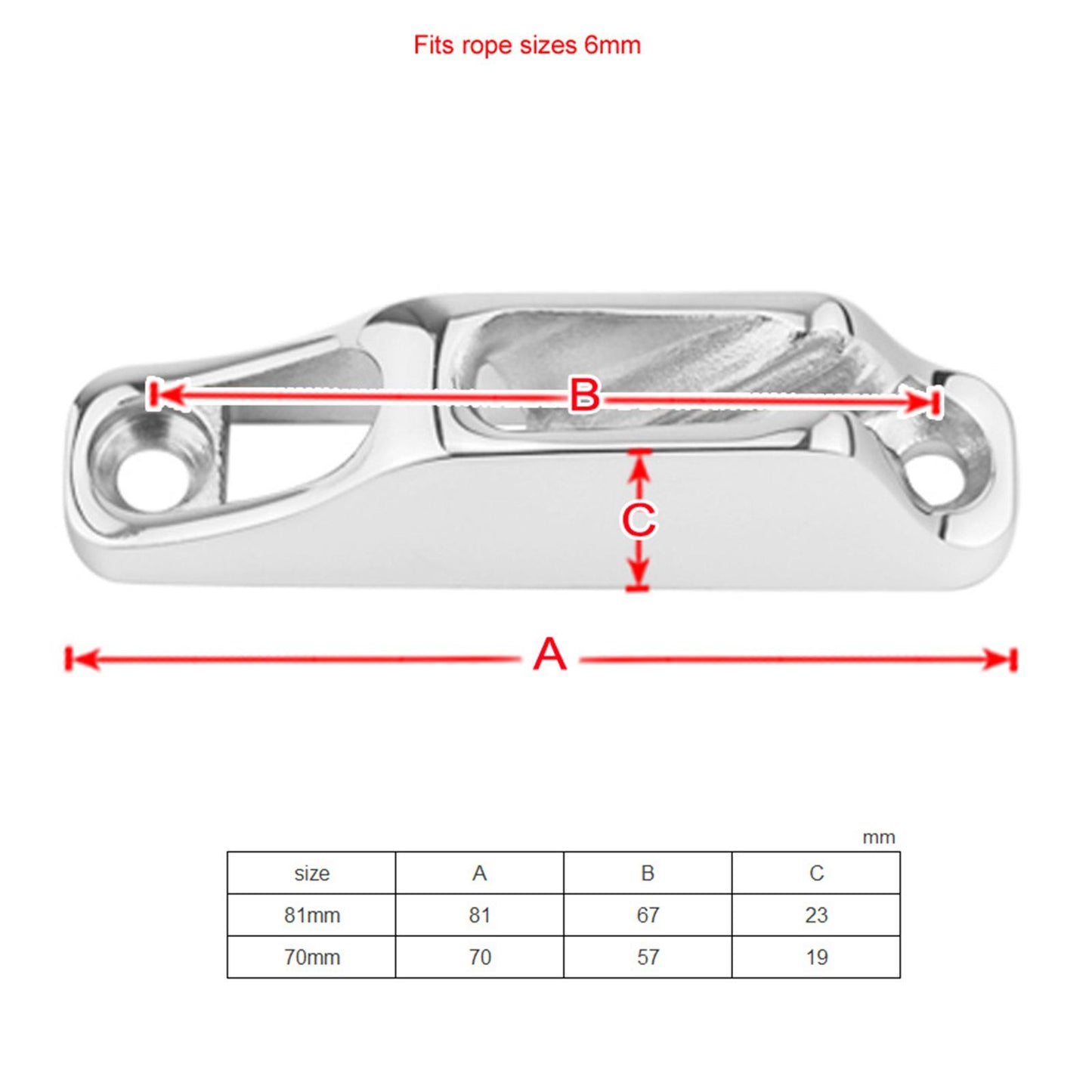 316 Marine Grade StainlessSteel Boat Sailing Rope Clam Cleat Hardware 70mm
