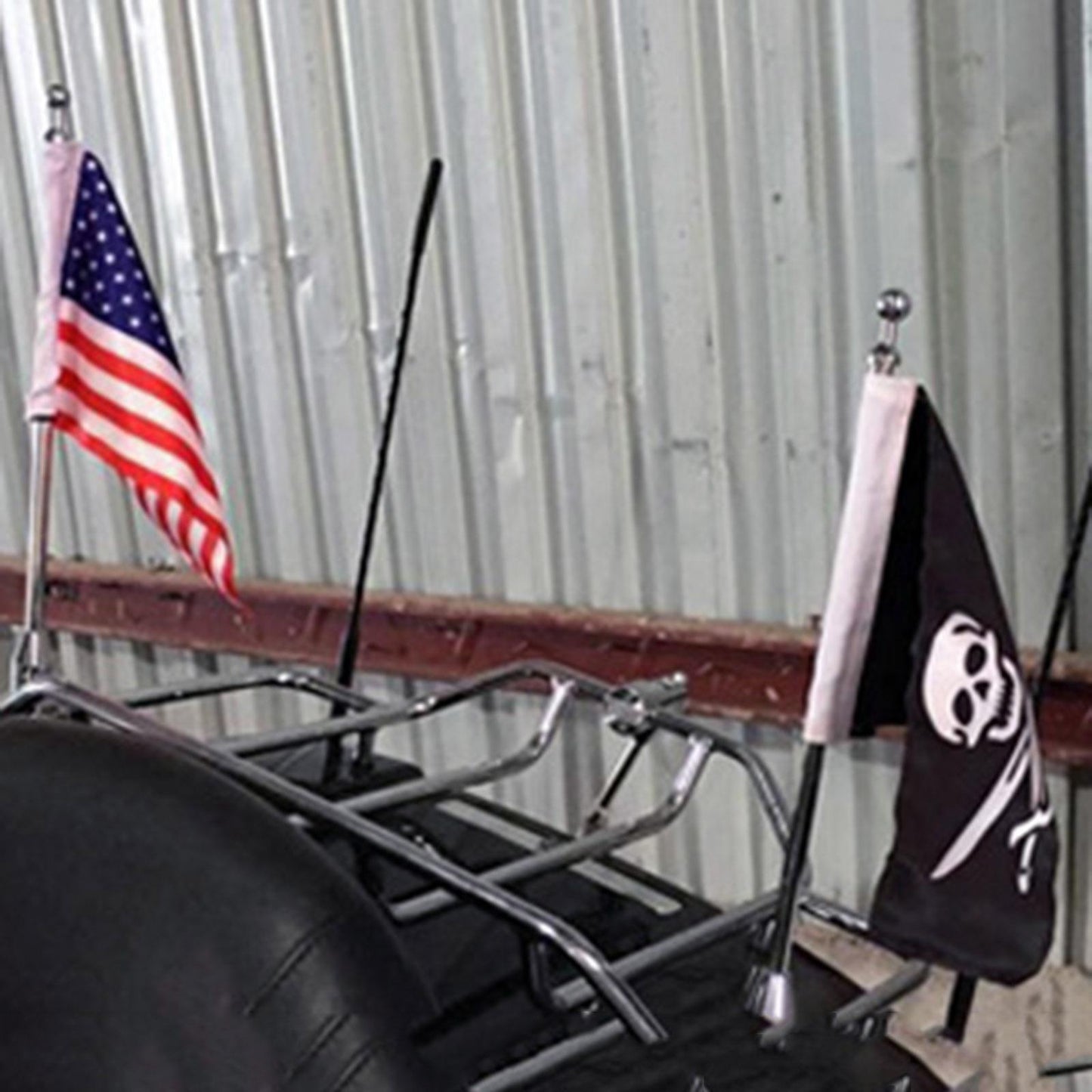 Motorcycle Flag Pole Universal Fit For Harley Pour Sportster 1200 Silver