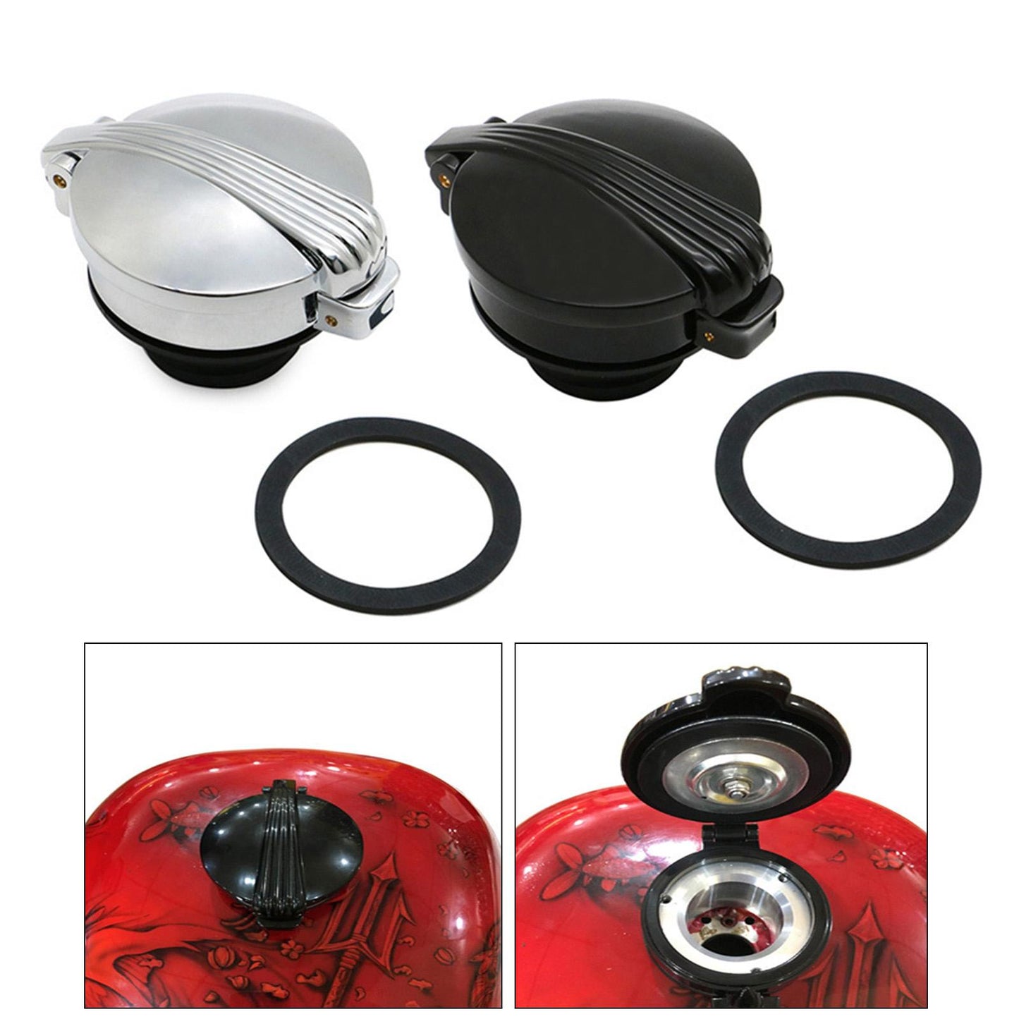Aluminum Fuel Gas Tank Oil Cap Compatible with Harley XL 1200 883 X48 Chrome