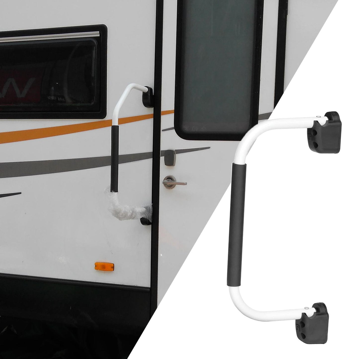 Aluminum Alloy Collapsible Lend A Grab Handle Assist Bar for RV Camper White