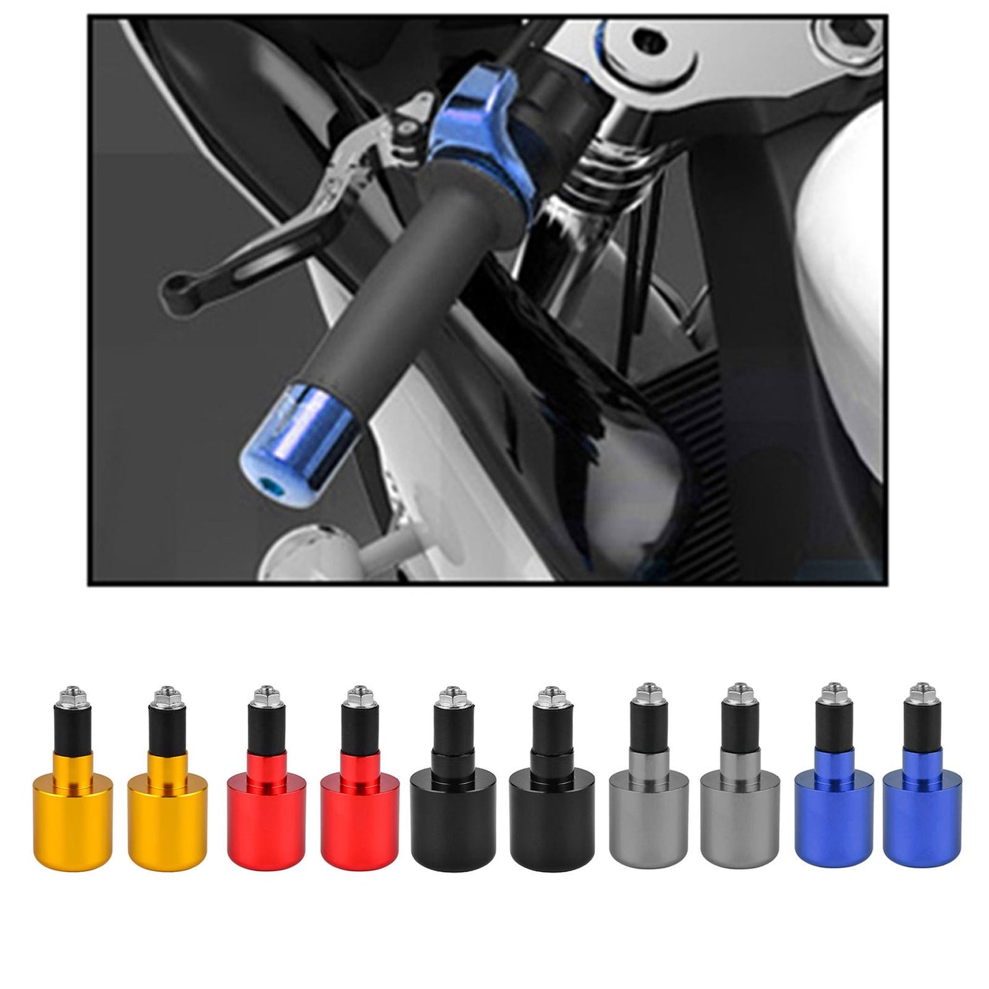 7 or 8 22mm Motorcycle Handlebar Ends for Suzuki GSXR600 750 1000 Blue"