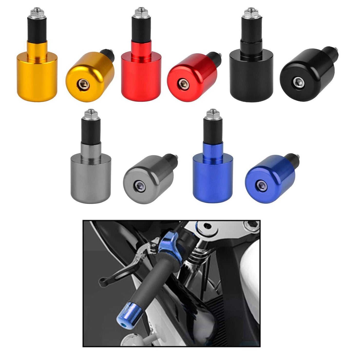 7 or 8 22mm Motorcycle Handlebar Ends for Suzuki GSXR600 750 1000 Blue"