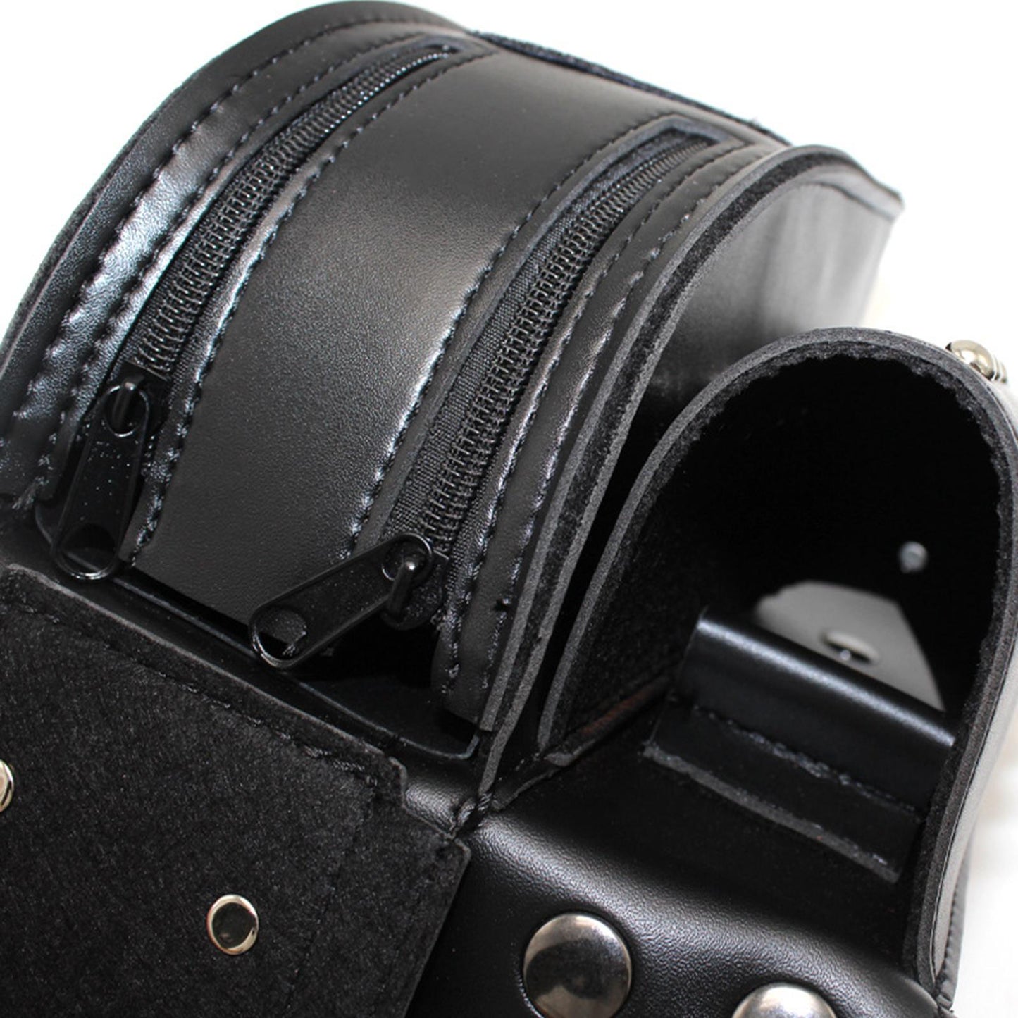 2x PU Leather Motorcycle Saddle Bags For Harley Parts Acc Tool Silver Rivet