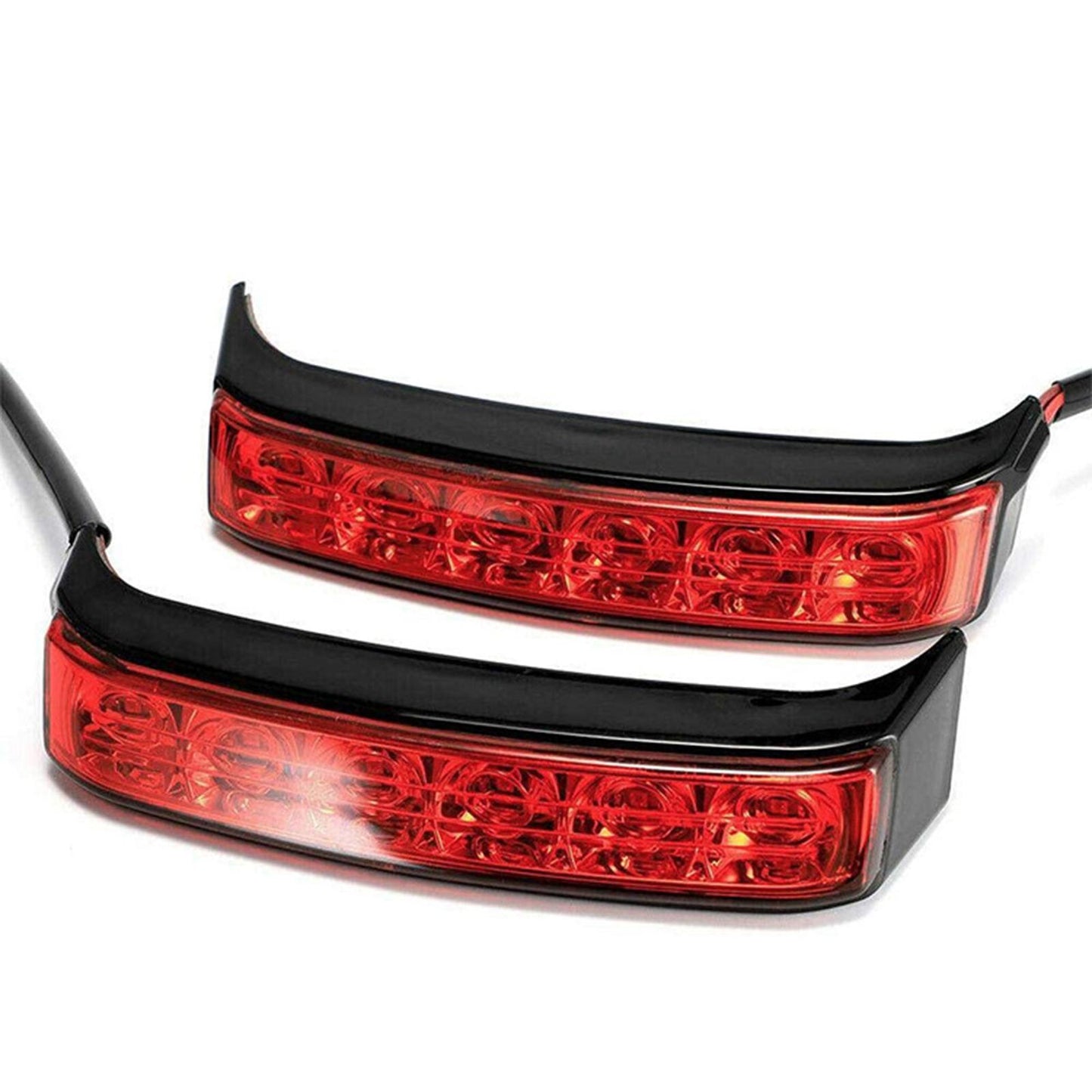 1 Pair Saddlebag Tail Signal Light for Harley Glide 14-18 Black Red Cover