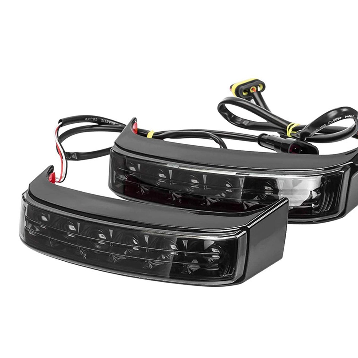 1 Pair Saddlebag Tail Signal Light for Harley Glide 14-18 Black Gray Cover