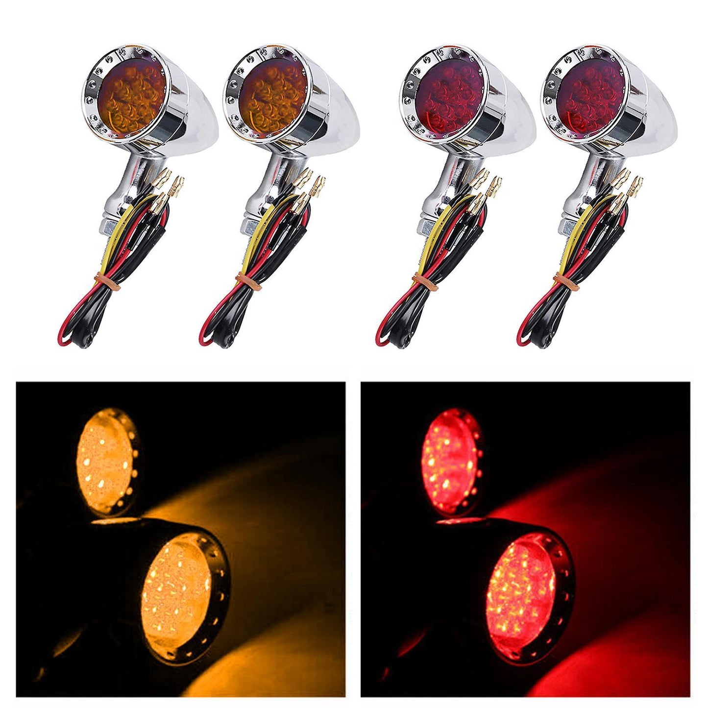 2Pcs Led Turn Signal Light 12V Motorcycle Scooter Indicators Signal Yellow