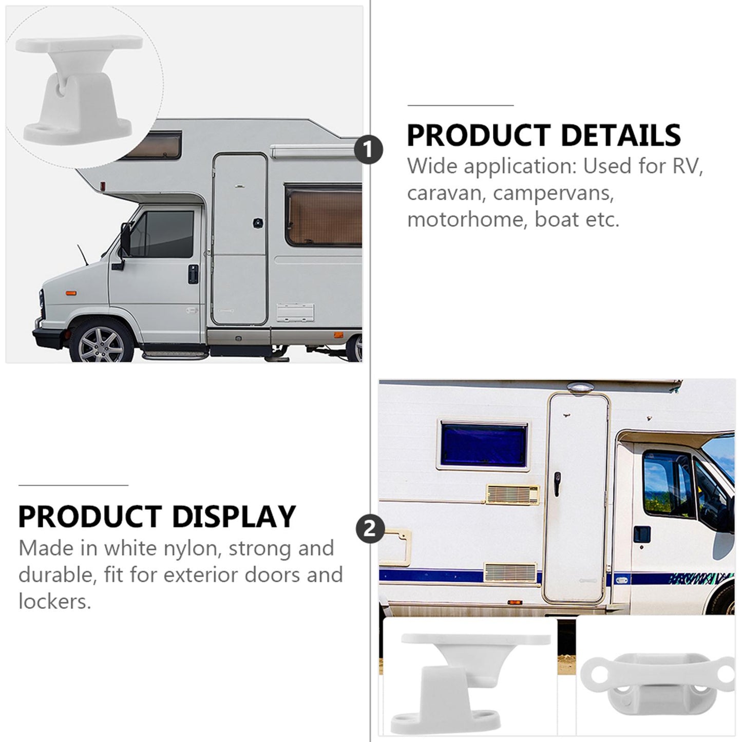 T Shape Nylon Door Stop Retainer for Camper RV Caravan Motorhome White