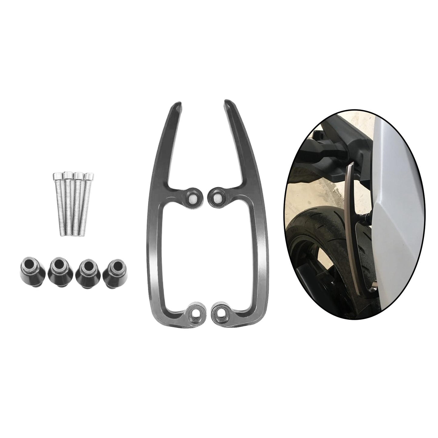 2 Pieces Motorbike Rear Seat Passenger Armrest Handle for Kawasaki Silver