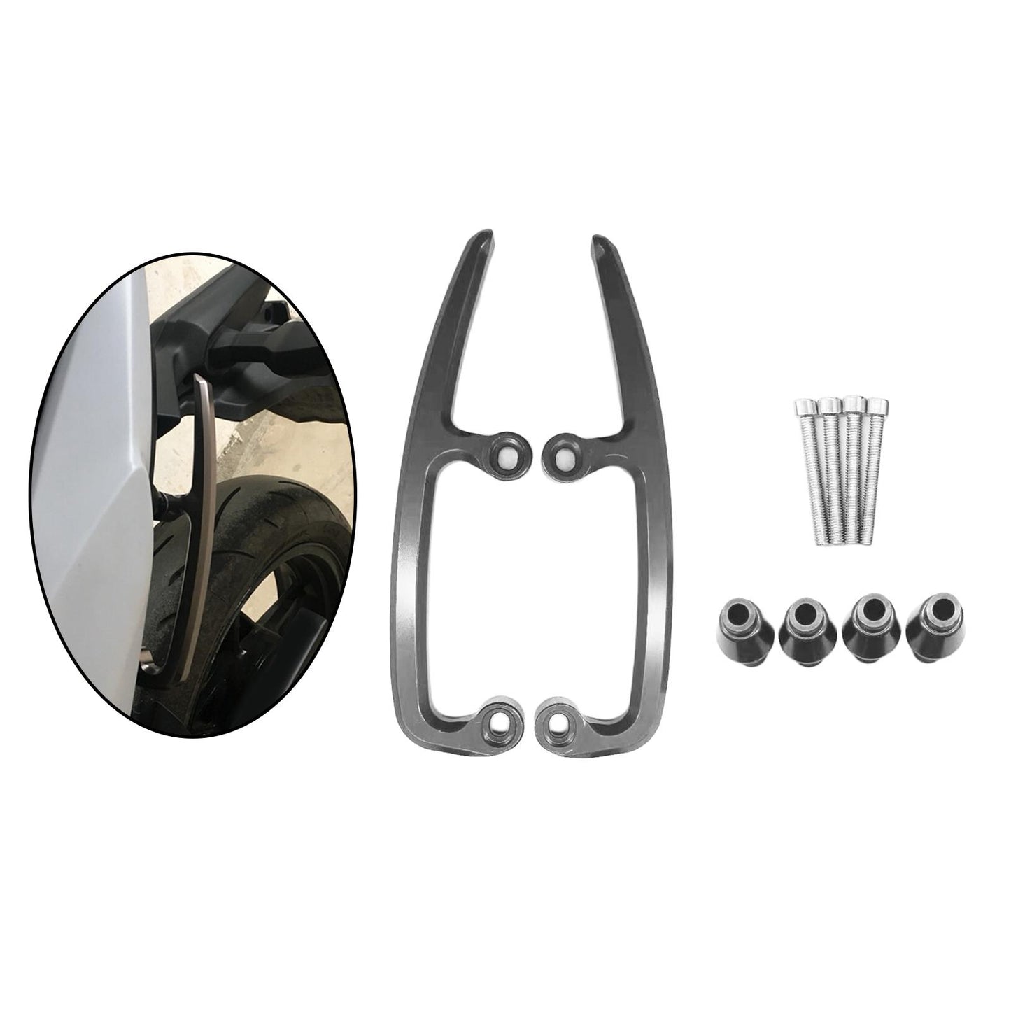 2 Pieces Motorbike Rear Seat Passenger Armrest Handle for Kawasaki Silver