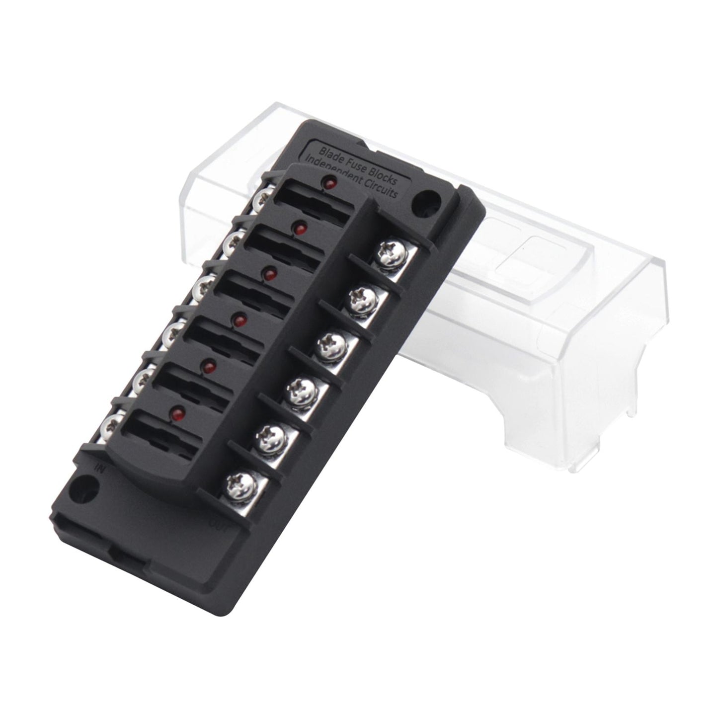 12-32V 12 Way Fuse Box Holder with LED Warning Lights for Marine Cars RV SUV