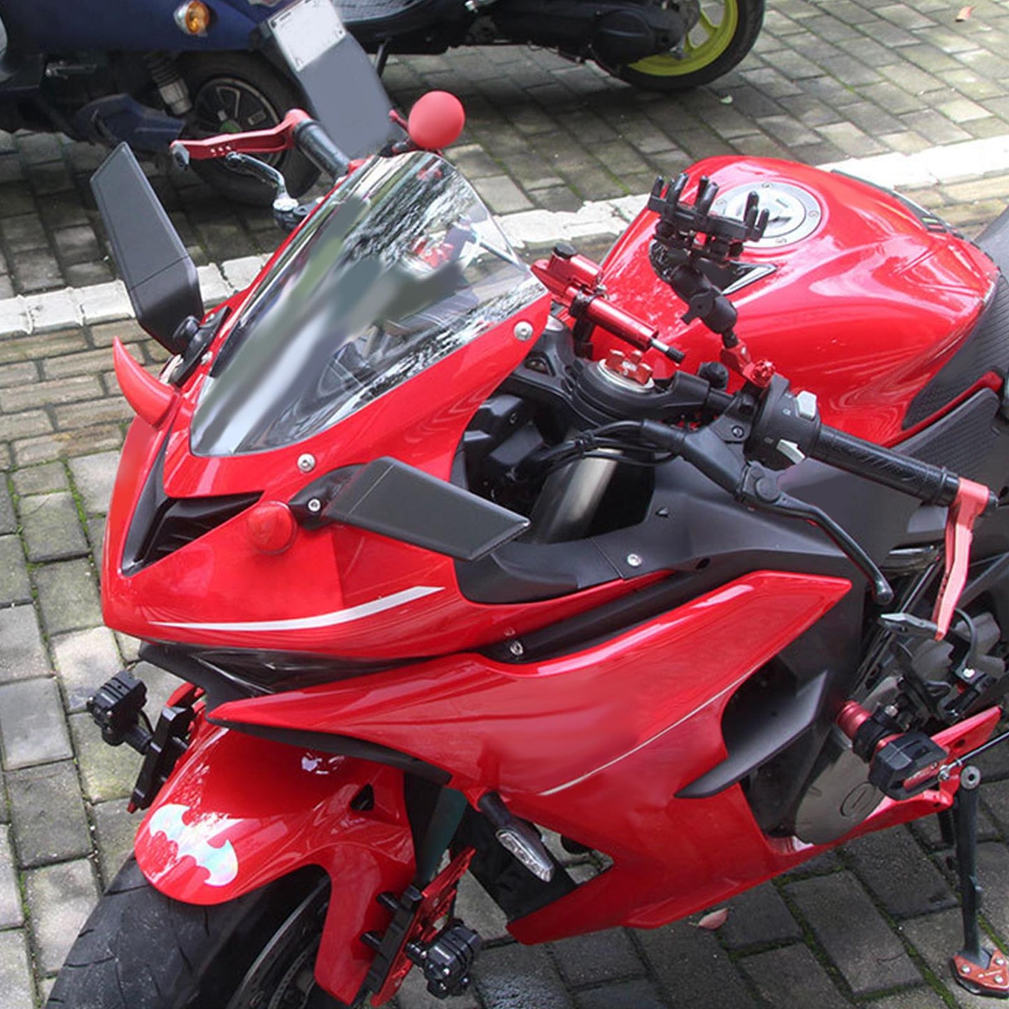 2Pcs Motorcycle Rearview Mirror for Yamaha Yzf R6 R3 R125 R15 Black