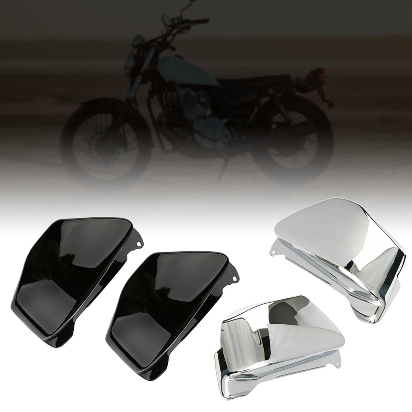 2 Pieces Chrome Battery Side Fairing Cover Guard for Honda Magna Vf750 Black