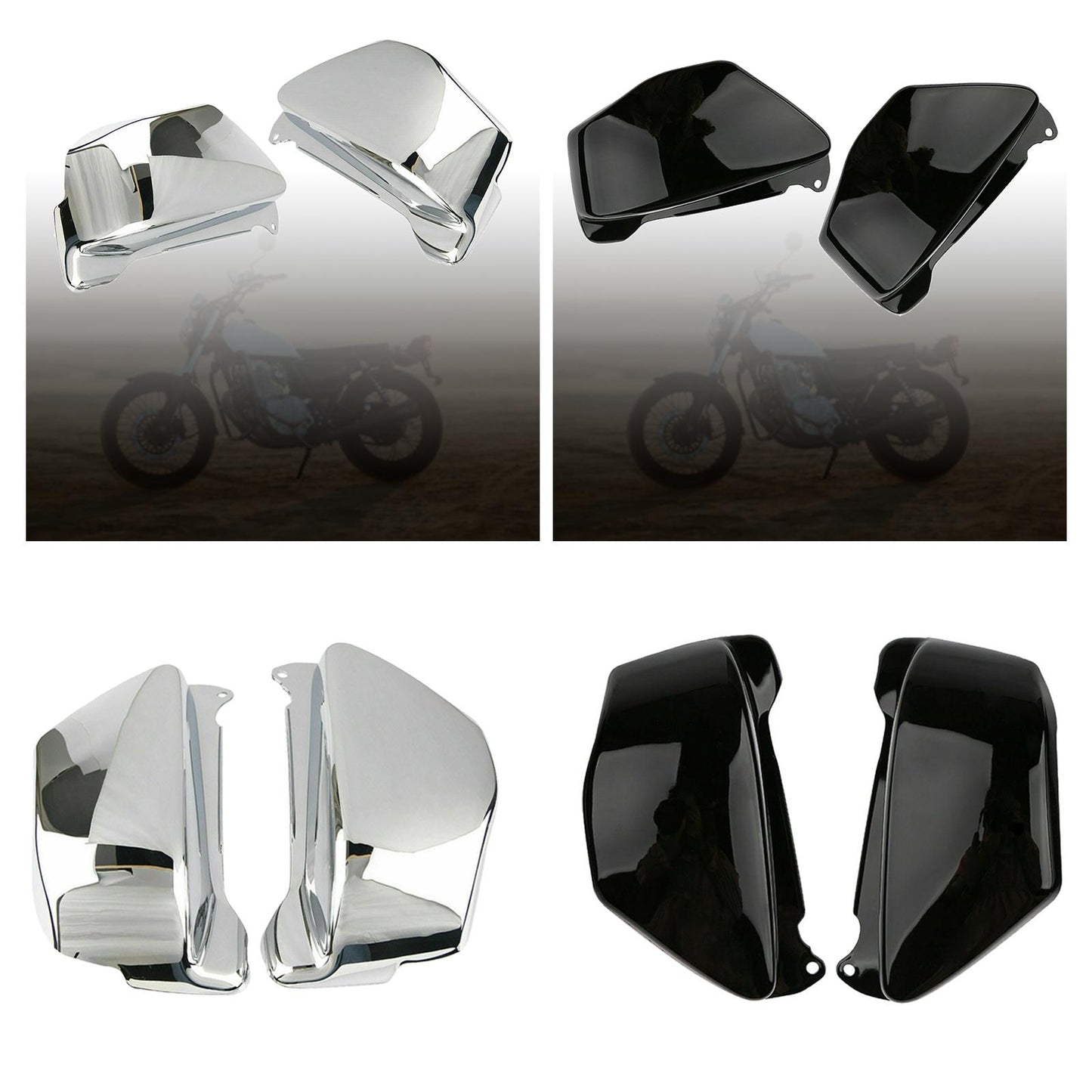 2 Pieces Chrome Battery Side Fairing Cover Guard for Honda Magna Vf750 Black