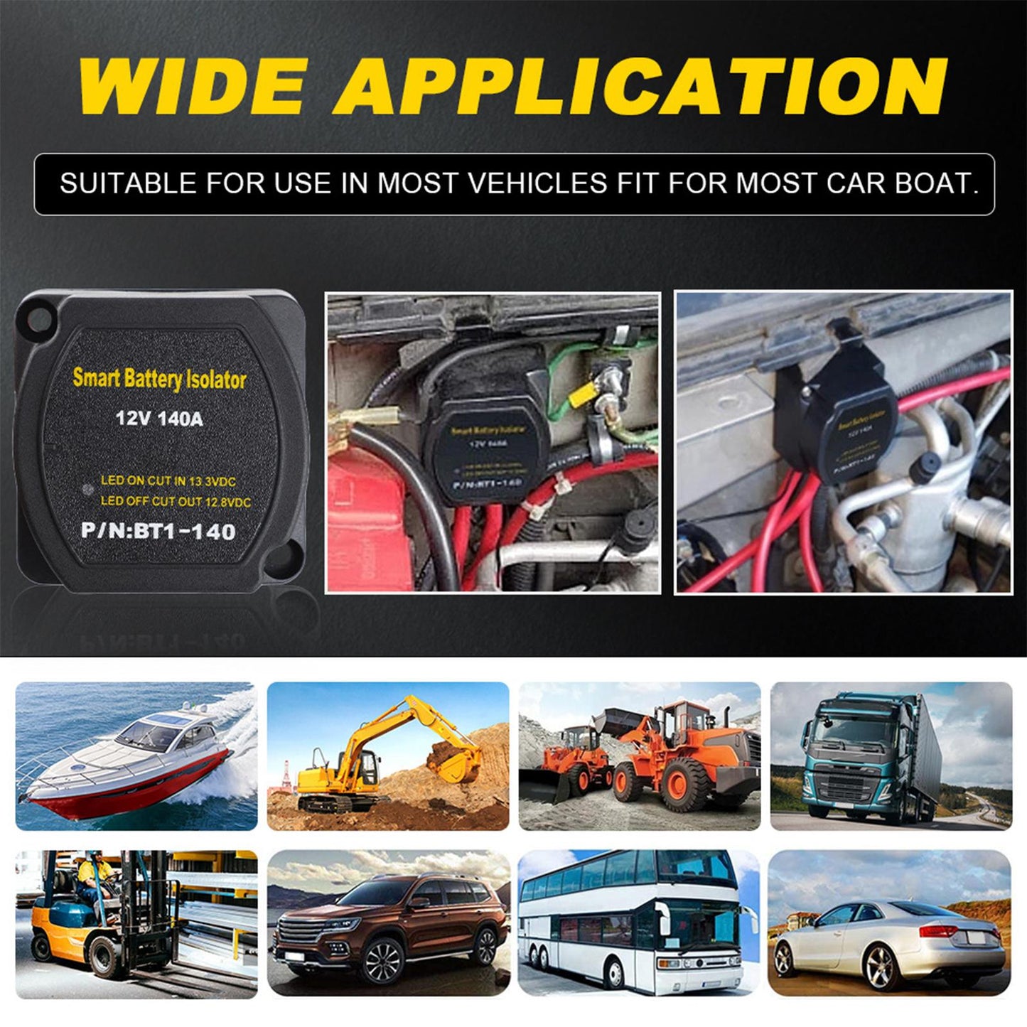 12V 140A Dual Battery Smart Isolator BT1-140 for ATV UTV Trucks van