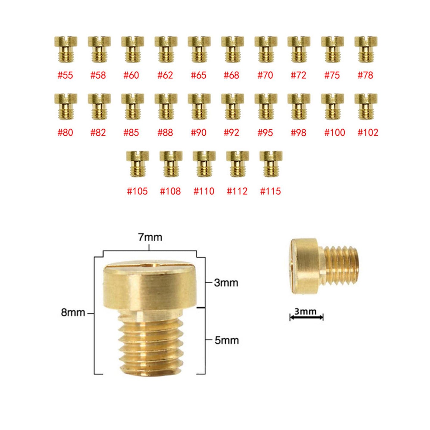 25 Pieces Carburetor Main Jet for Scooter ATV Replaces Accessories Durable
