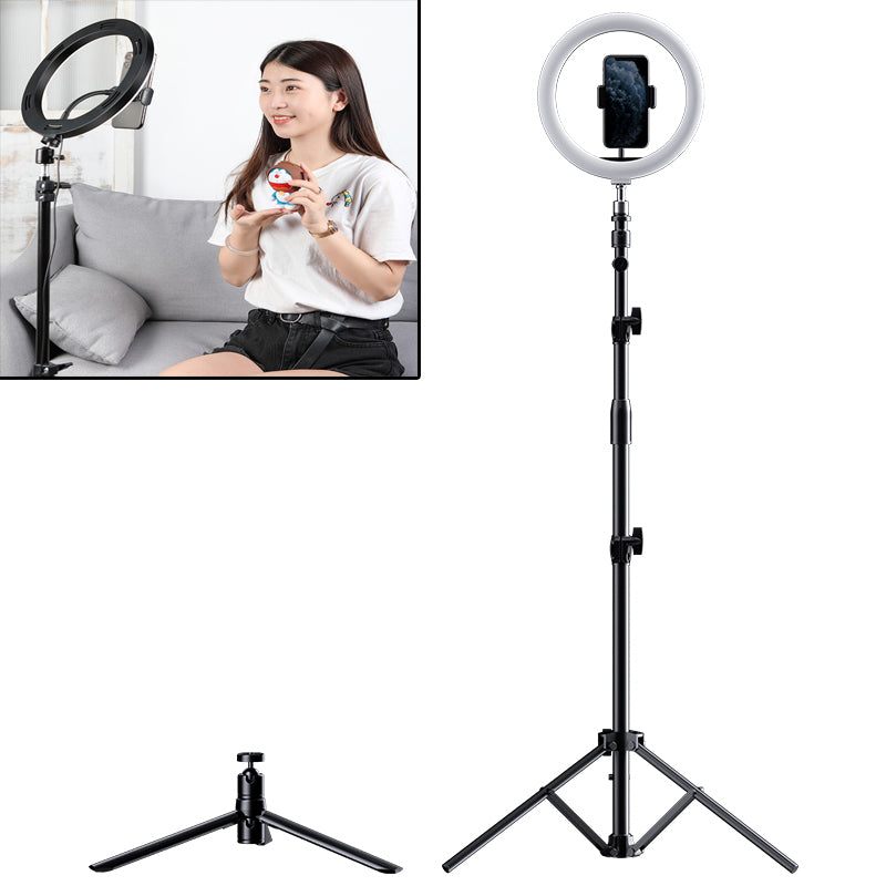 ROCK Metal Live Broadcast Photography Tripod Dimmable LED Fill Light (Single-Phone-Holder Type)