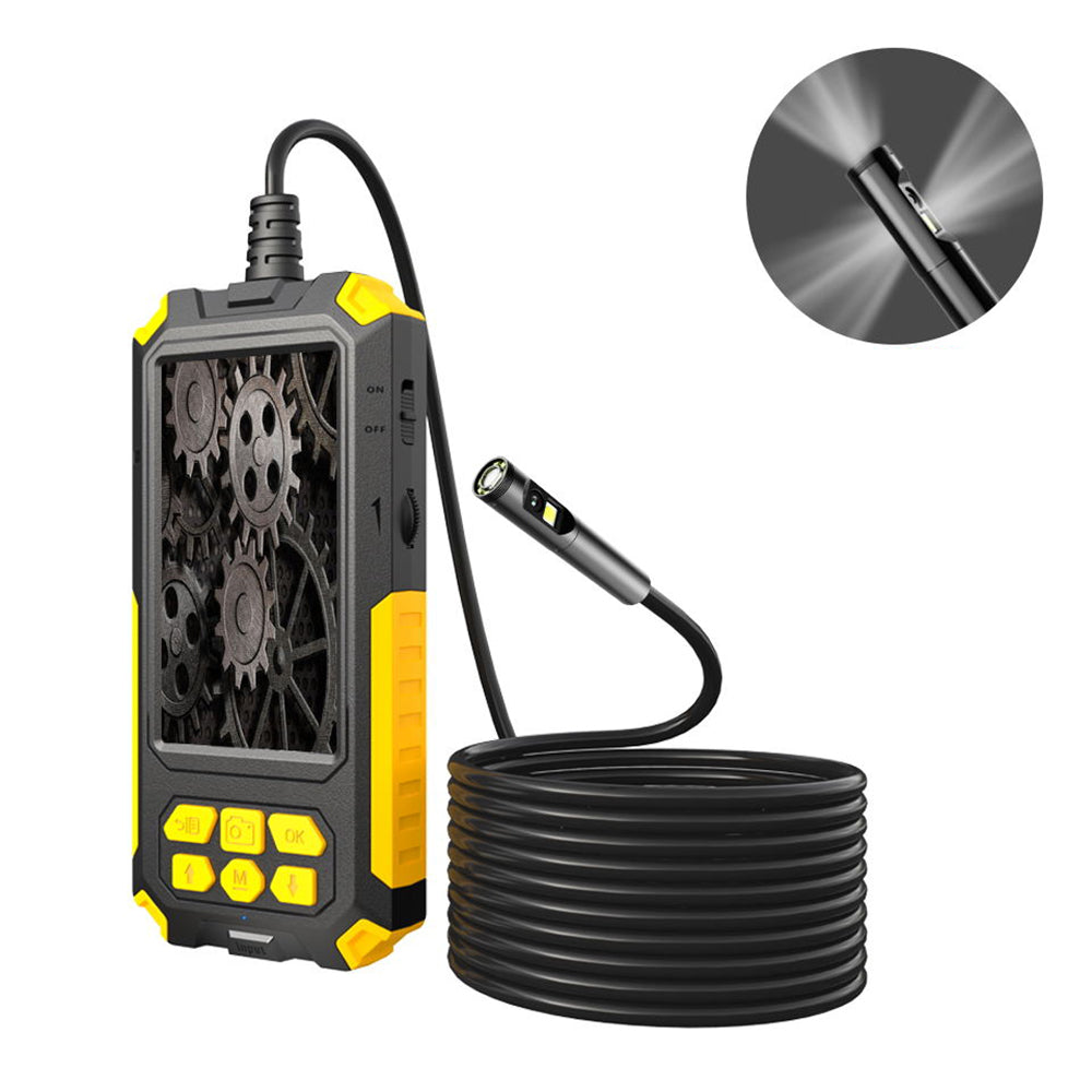 P50 5m Hard Wire Waterproof Endoscope 8mm Tri-Lens HD Borescope 4.5inch Screen Pipe Inspection Camera Borescope