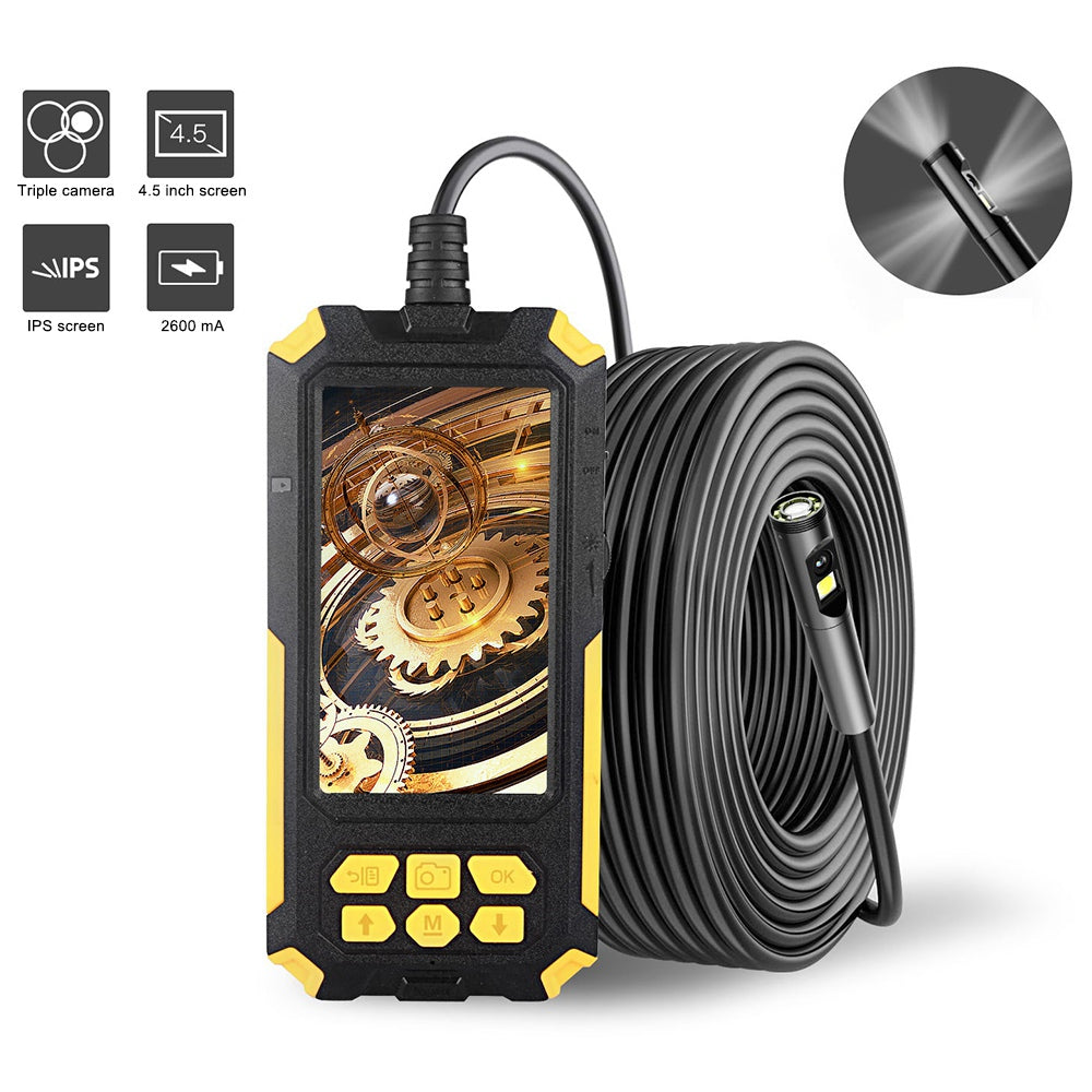 P50 2m Hard Wire HD 4.5inch Screen Waterproof 8mm Three Lenses Borescope Inspection Endoscope Camera