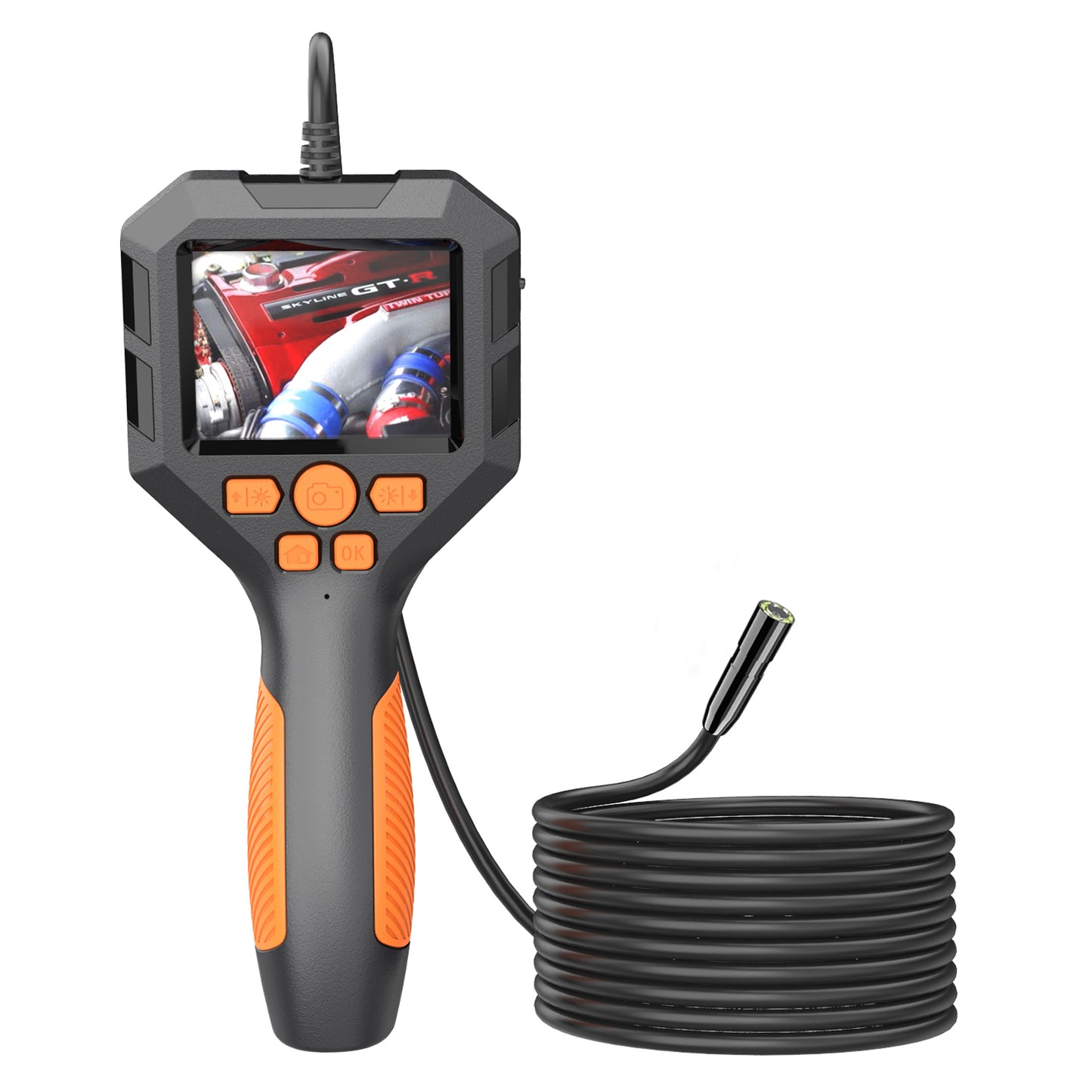 P10 5m Hard Wire 8mm Lens 2.8" IPS Screen Piping Inspection Camera 1080P HD Borescope 8-LED Endoscope