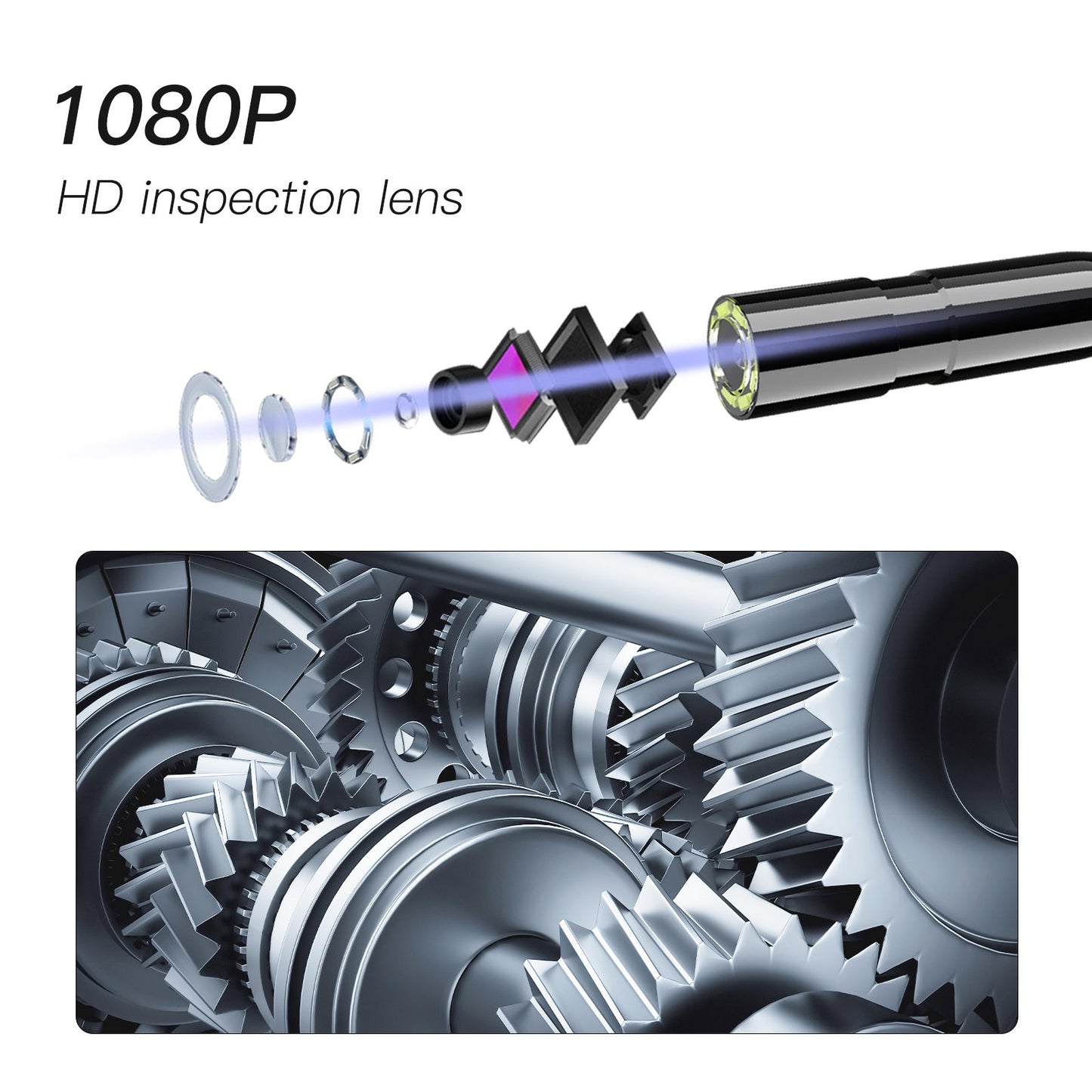 P10 5m Hard Wire 8mm Lens 2.8" IPS Screen Piping Inspection Camera 1080P HD Borescope 8-LED Endoscope