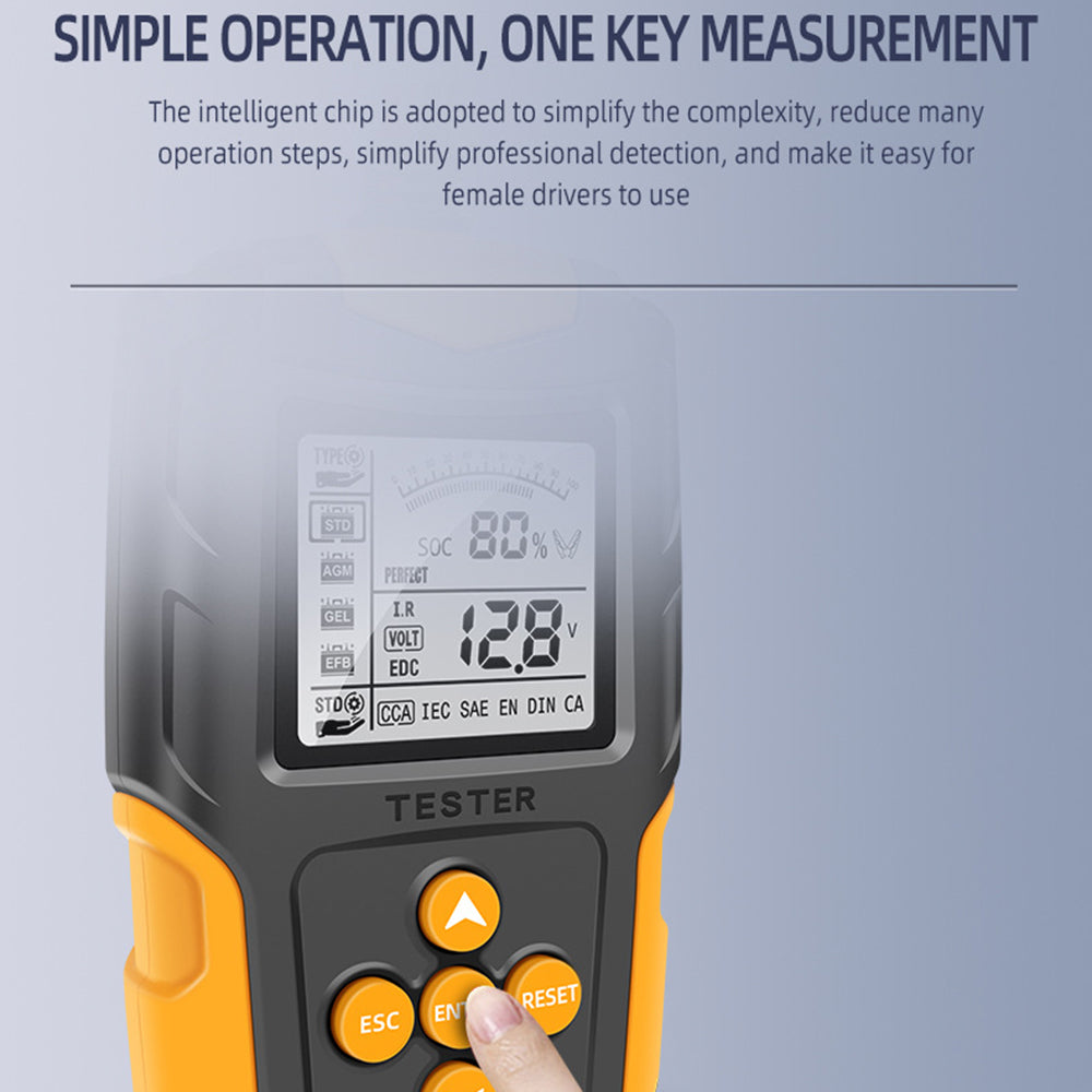 E-Fast TK100 12V / 24V Car Battery Tester Battery Analyzer Digital Resistance Measuring Instrument - Orange