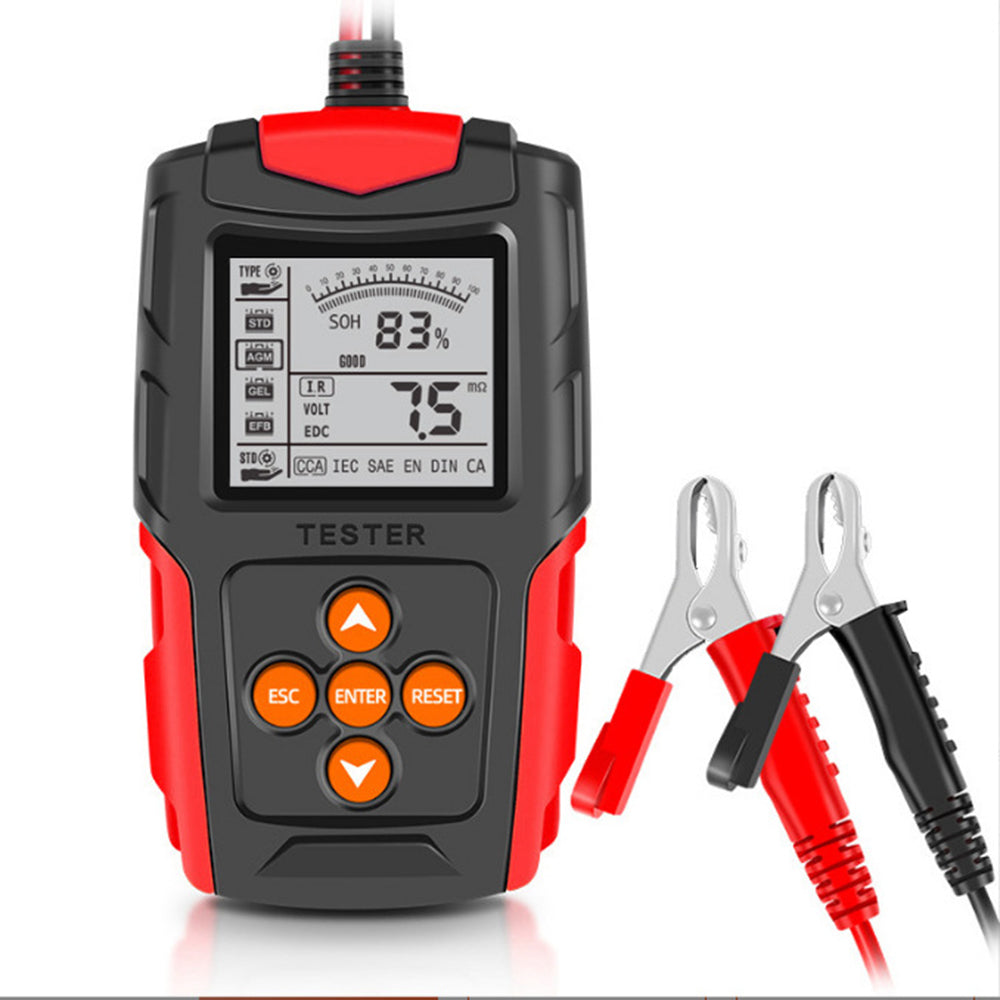 E-Fast TK100 12V / 24V Car Battery Tester Battery Analyzer Digital Resistance Measuring Instrument - Red