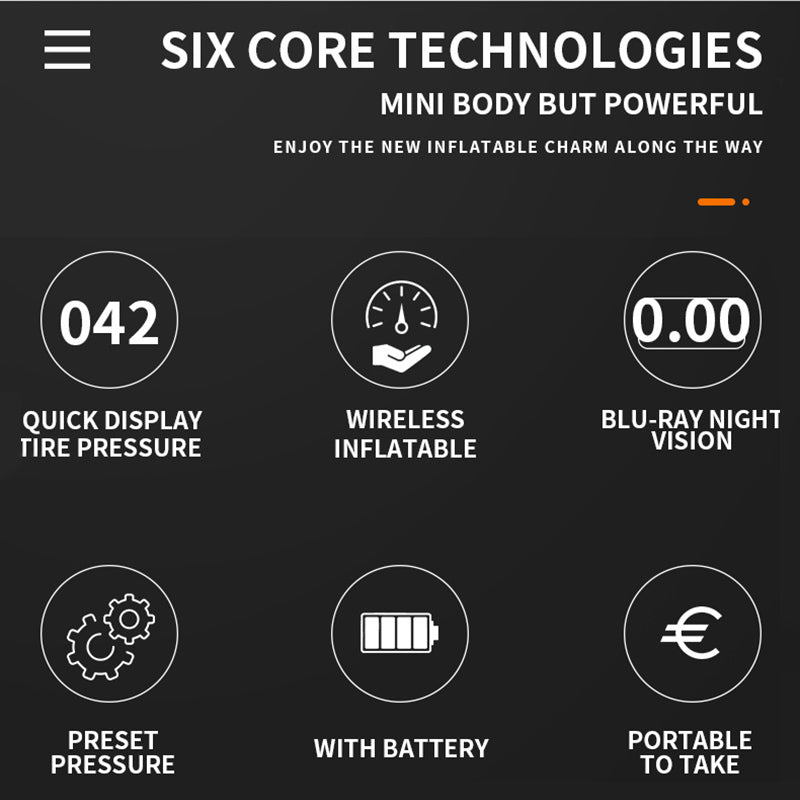 P001 Car Air Pump Handheld Wireless Tire Pressure Digital Display Mini Portable Vehicle Tyre Inflator with LED Light