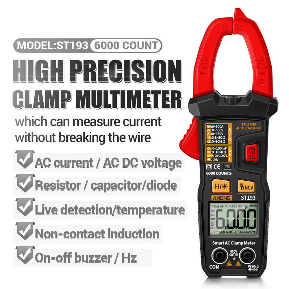 Aneng ST193 6000 Current AUTO Smart Digital Meter DC AC Ammeter Voltage Multimeter Resistance Electrician Tool