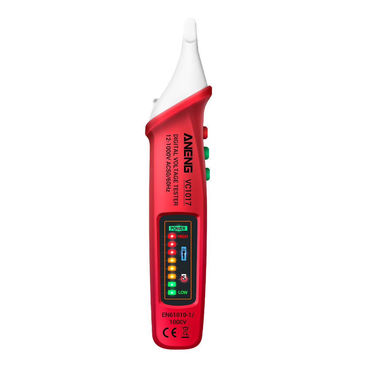 Aneng VC1017 12-1000V Non-contact Sound-light Tester Digital AC Voltage Meter Multimeter Pen - Red
