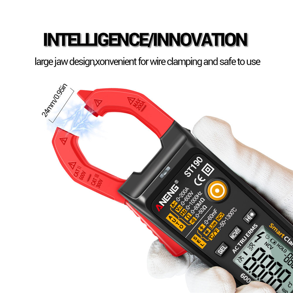 Aneng ST190 6000 Counts True RMS Digital Multimeter Clamp Current AMP Meter - Red