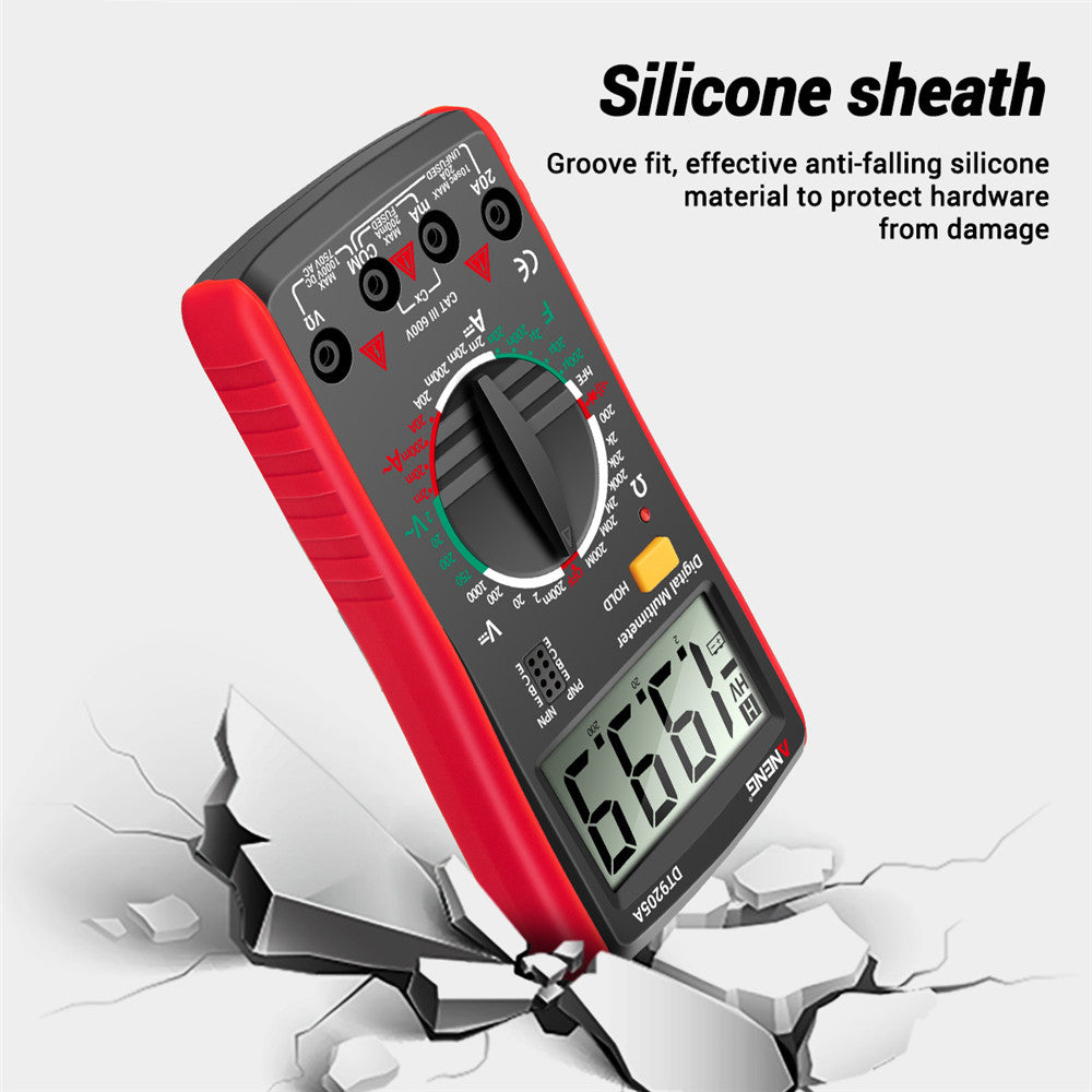 Aneng DT9205A Multifunctional HD Digital True RMS Multimeter AC/DC Voltage Meter (Two kinds of Powered, random delivery) - Red