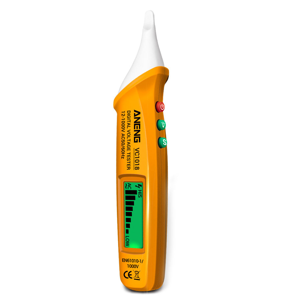 Aneng VC1018 12V-1000V Non-contact Electric Sensor Tester Pen Digital AC Voltage Meter Buzzer Detector with LCD Screen - Yellow
