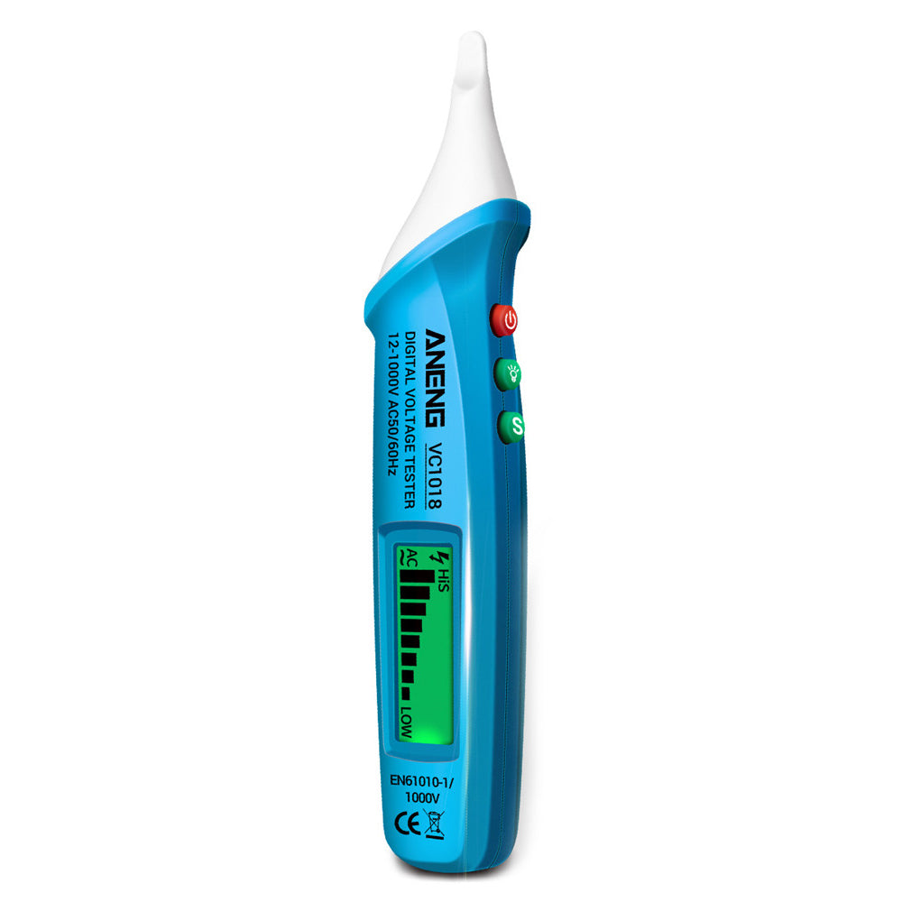 Aneng VC1018 12V-1000V Non-contact Electric Sensor Tester Pen Digital AC Voltage Meter Buzzer Detector with LCD Screen - Blue