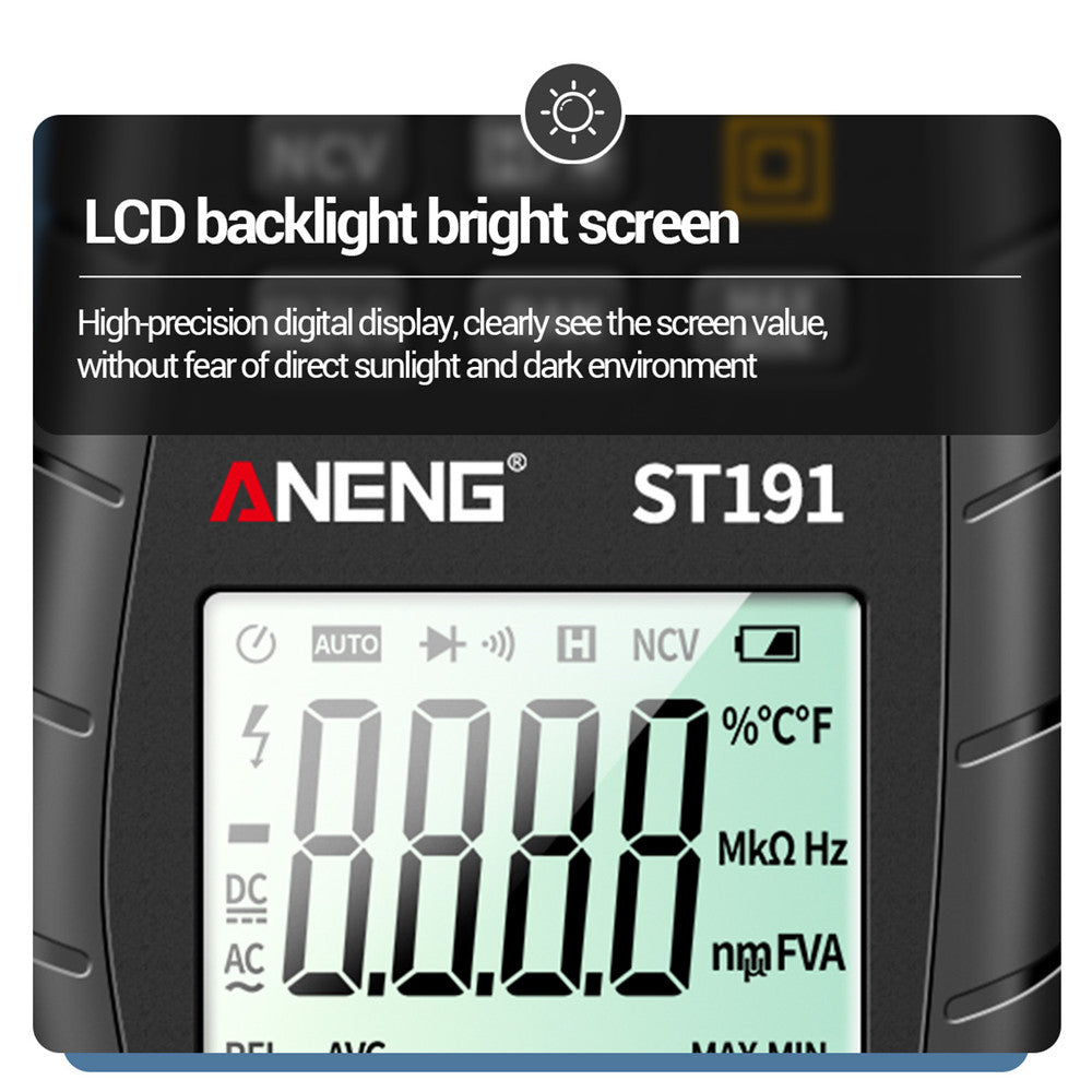 Aneng ST191 Clamp Multimeter High Precision True RMS 6000 Counts Meter AC/DC Voltage Voltmeter Auto Range Tester (No DC Current) - Black/Red