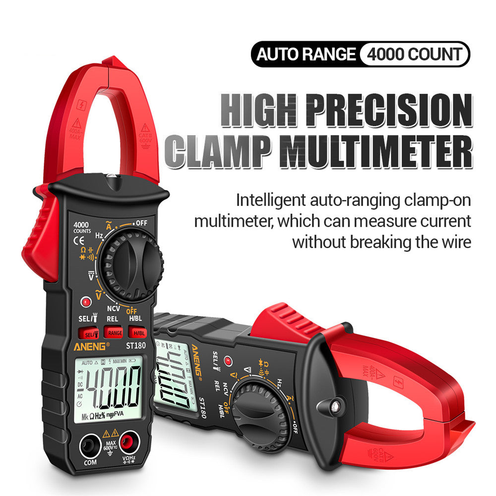 Aneng ST180 4000 Counts Digital Clamp Meter AC Current Multimeter Ammeter Voltage Tester - Red