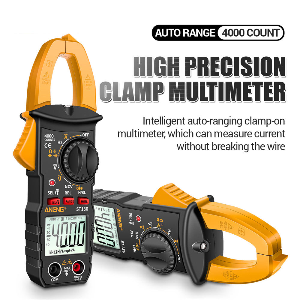 Aneng ST180 4000 Counts Digital Clamp Meter AC Current Multimeter Ammeter Voltage Tester - Yellow
