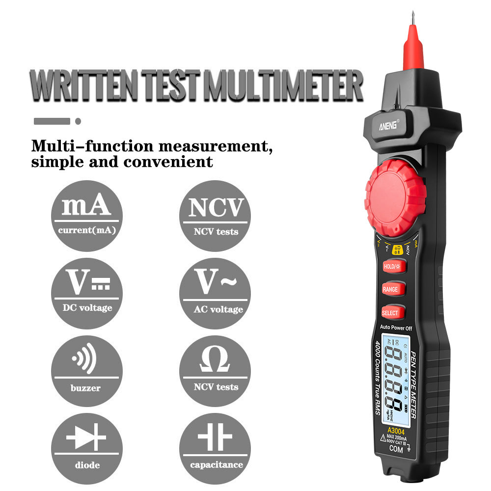 Aneng A3004 Multimeter Pen Meter 4000 Counts Non Contact AC/DC Voltage Resistance Capacitance Diode Continuity Tester
