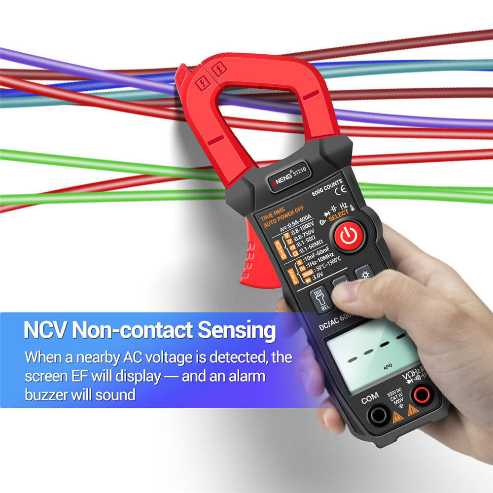 Aneng ST210 True RMS 6000 Counts Professional Smart Clamp Multimeter DC/AC 600A AUTO Digital Meter Current Tester - Red