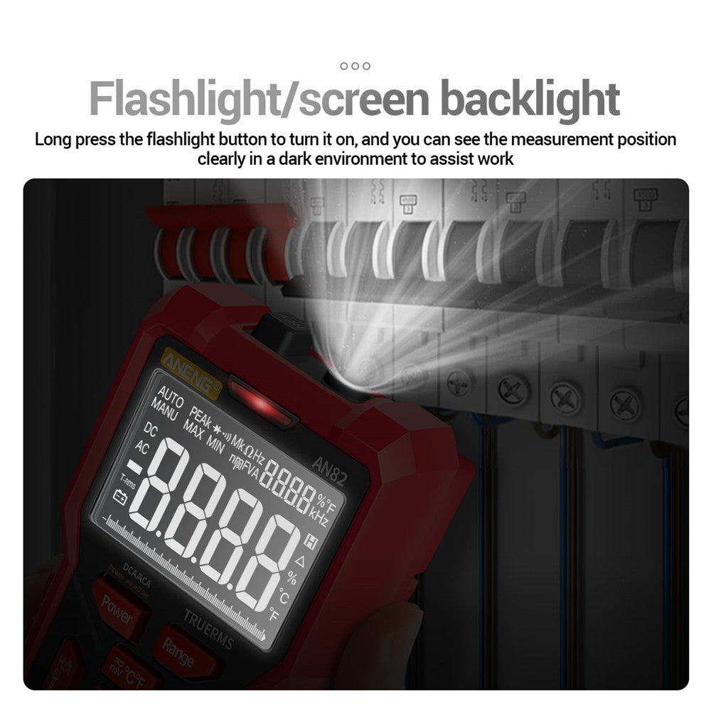 Aneng AN82 9999 Counts Digital Multimeter Auto Ranging Electrical Tester Portable Ture RMS AC/DC Ammeter Voltage Meter (VA Display Screen) - Red