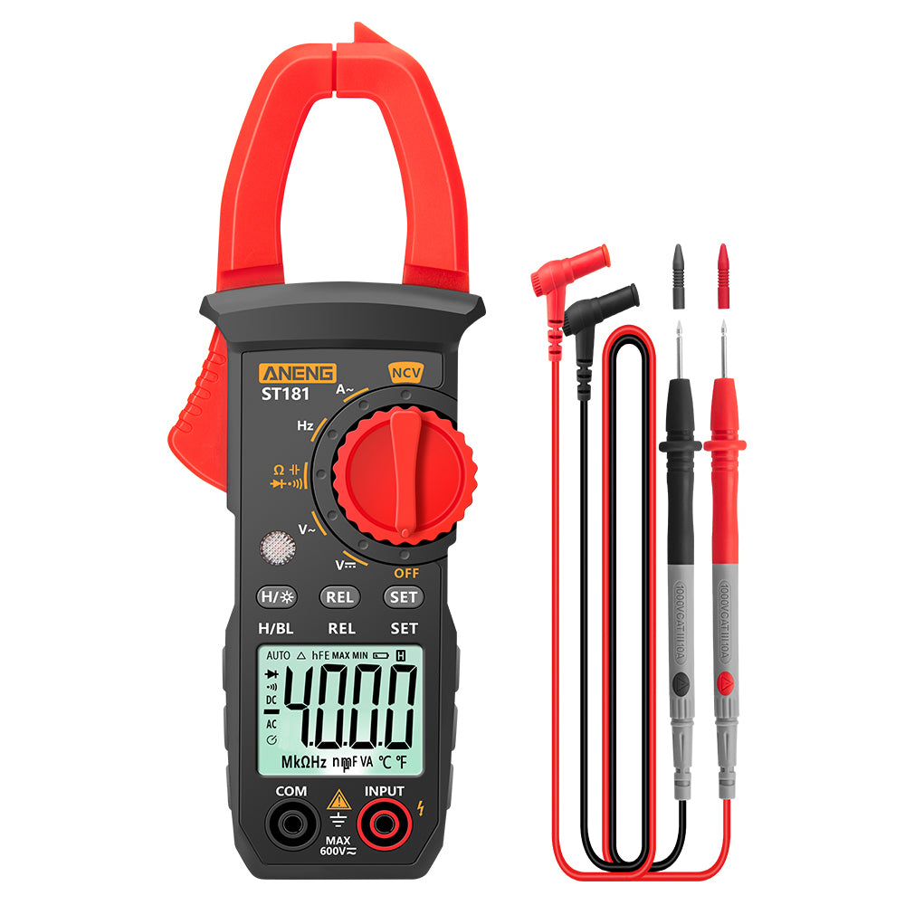 Aneng ST181 Digital Clamp Meter DC/AC Current 4000 Counts Multimeter Ammeter Voltage Capacitance Ohm Tester