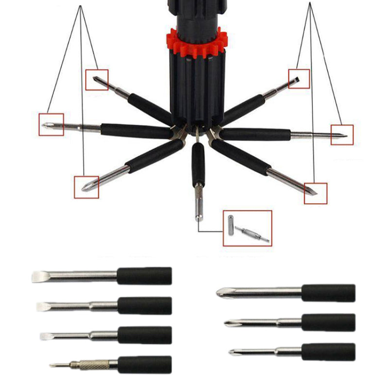 8 in 1 Car Safety Hammer with Seat Belt Cutter Multifunctional Screwdrivers Car Tools with LED Light