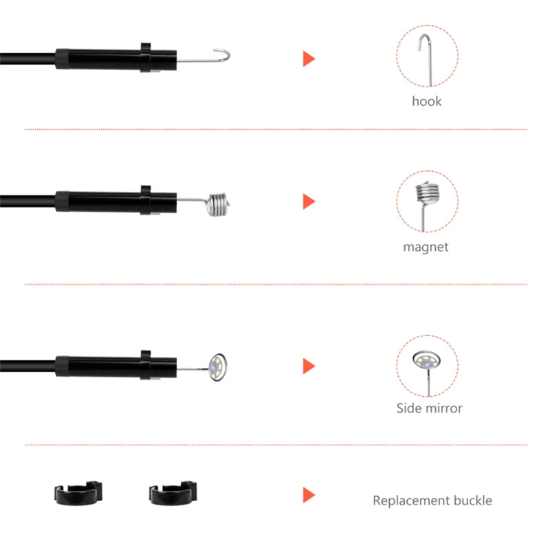 P130 10m Hard Wire Waterproof 8mm Dual-Lens Inspection Snake Camera LED Light Borescope Industrial Endoscope