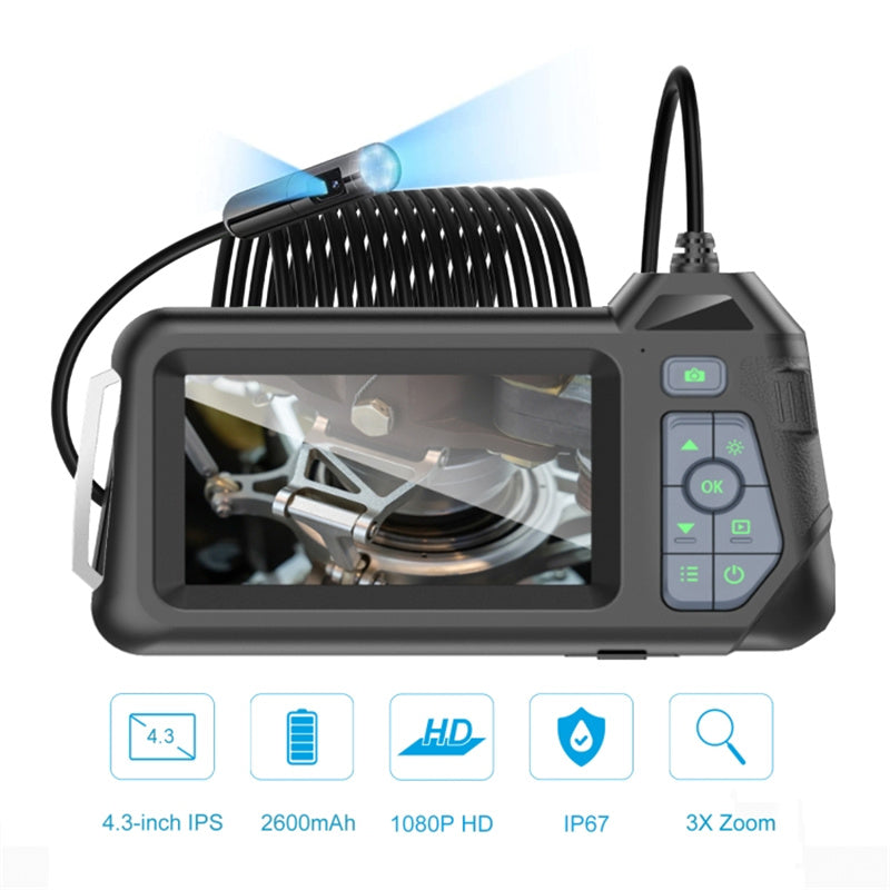 M60 10m Wire 8mm Dual-Lens Microscope LED Industrial Endoscope HD 4.3-Inch Monitor Screen Inspection Camera