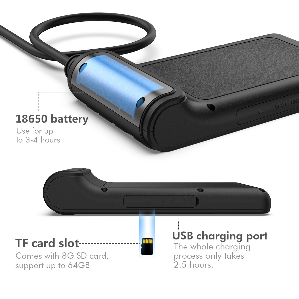 Inskam Inskam-129 10m Hard Tube 4.3 inch Screen HD 1080P 8mm Waterproof Lens Industrial Endoscope 8-LED Inspection Camera