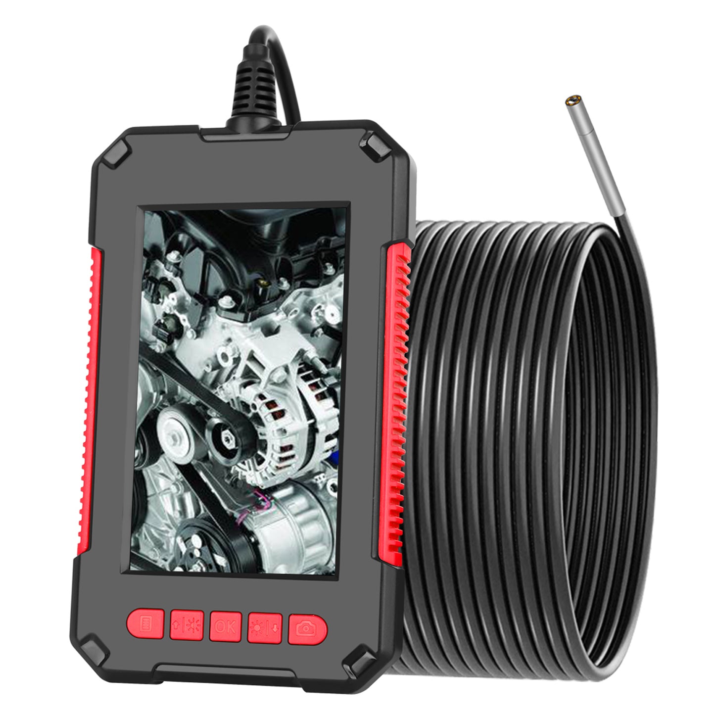 P40 2m Hard Wire 4.3 inch Screen HD 1080P Rechargeable Industrial Endoscope 6-LED 3.9mm Lens Waterproof Inspection Camera - Red