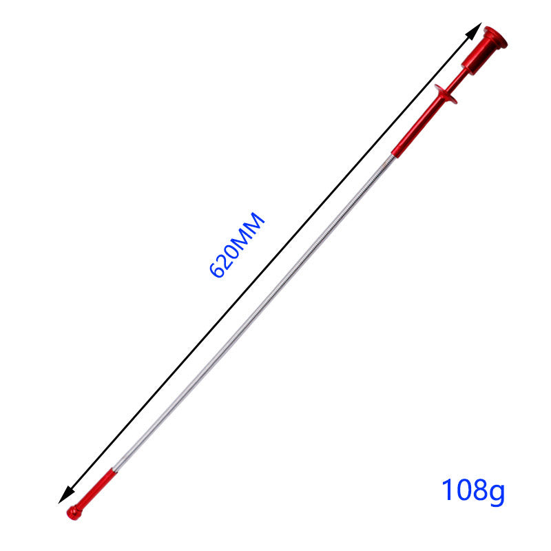 LED Light Telescopic Flexible Pick Up Tool Magnetic Long Spring Grip Clamp Pickup Tool - Red