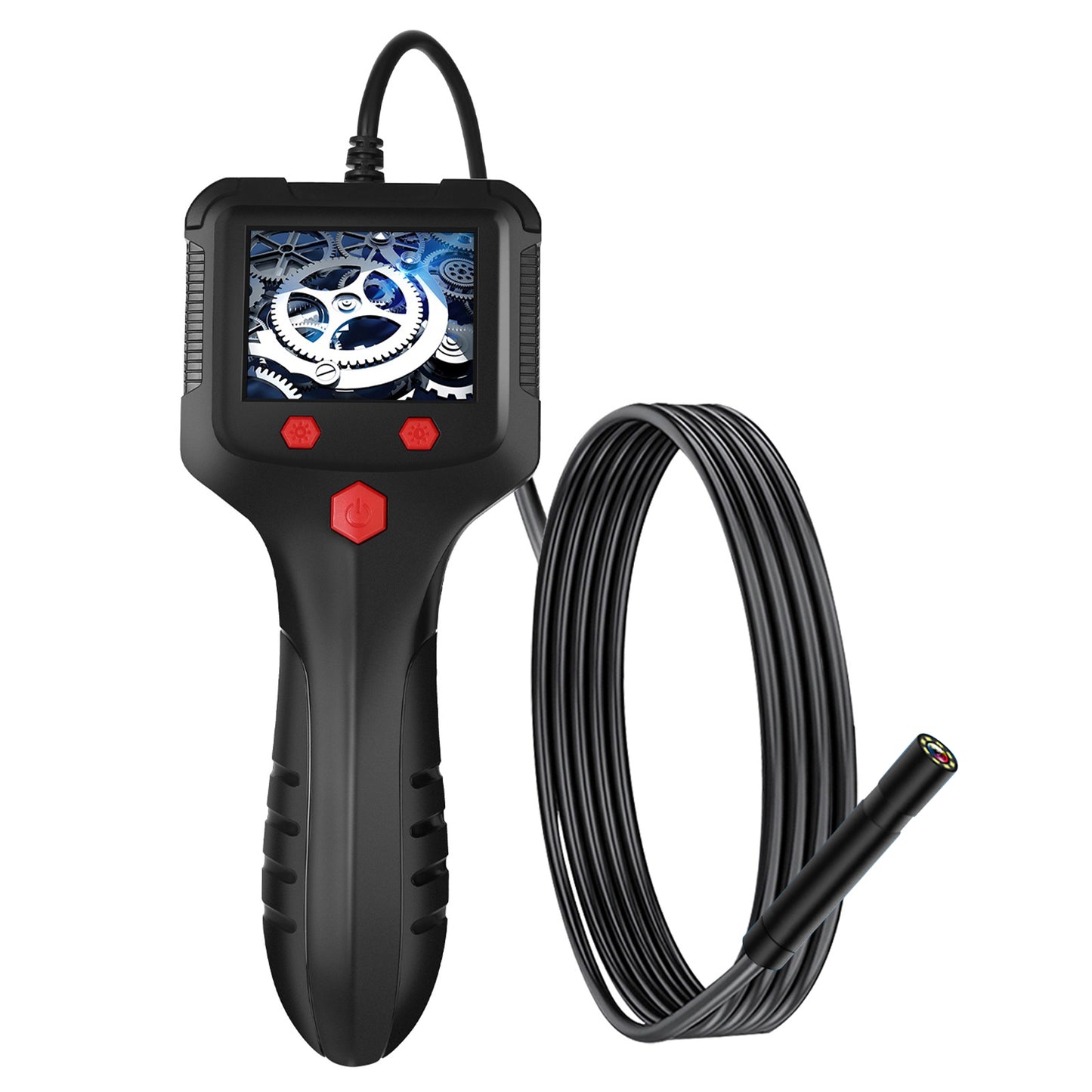 P100 2m Rigid Cable, 6-LED Pipe Inspection Borescope 8mm Lens 2.4 Inch IPS Screen HD 1080P Industrial Endoscope Camera - Front Lens