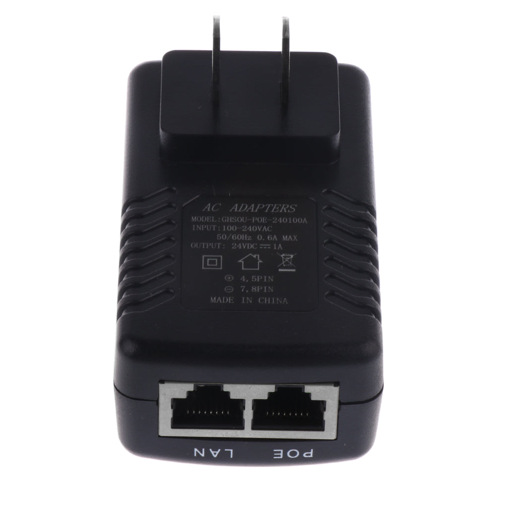 24V 1A PoE Injector Power Over Ethernet Adapter for 802.3 af IP Camera US