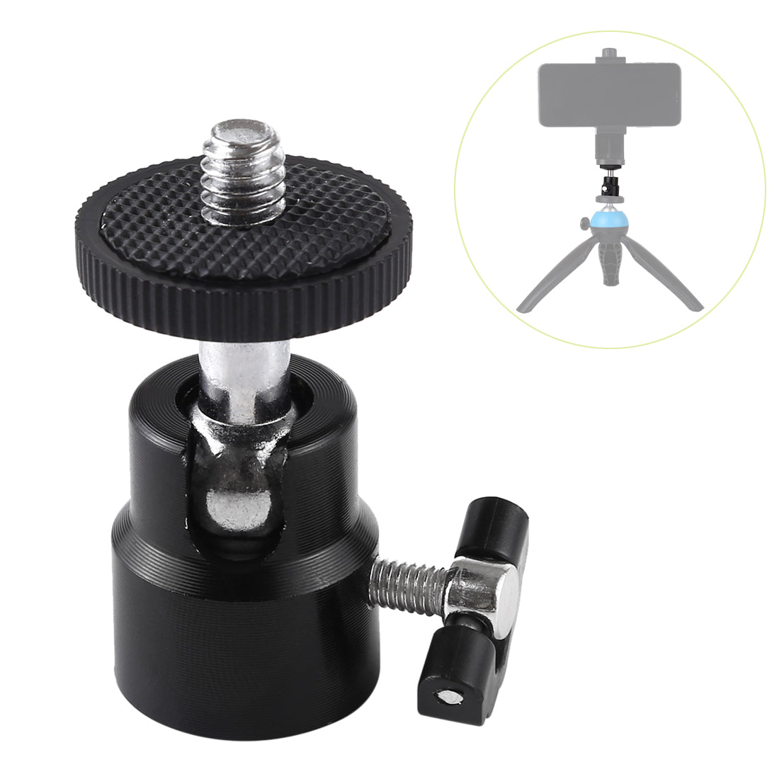 Puluz PU412 1/4 inch Screw Metal Tripod Ball Head Adapter with Lock