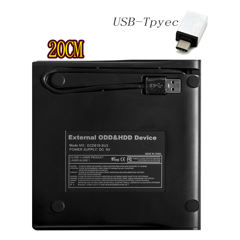 Brushed External CD Drive Portable CD DVD +/-RW Drive DVD/CD ROM Rewriter Burner Writer for Laptop Desktop PC